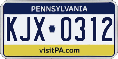 PA license plate KJX0312