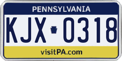 PA license plate KJX0318
