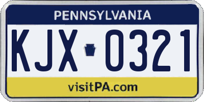 PA license plate KJX0321