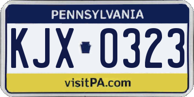 PA license plate KJX0323