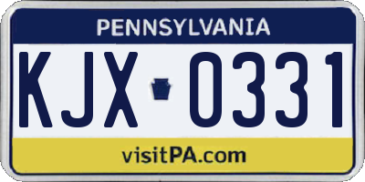 PA license plate KJX0331