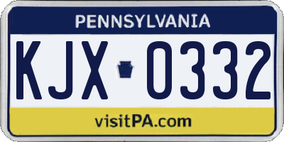PA license plate KJX0332