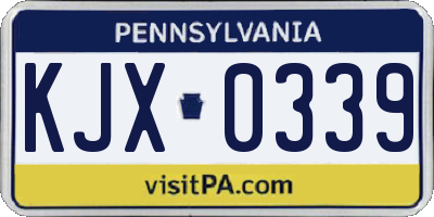 PA license plate KJX0339