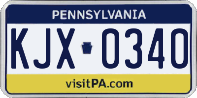 PA license plate KJX0340