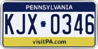 PA license plate KJX0346