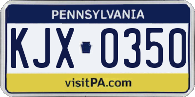 PA license plate KJX0350