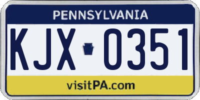 PA license plate KJX0351