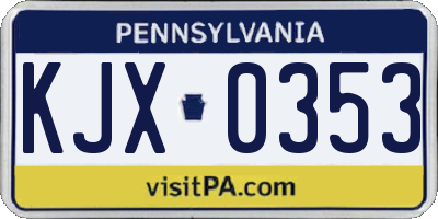 PA license plate KJX0353