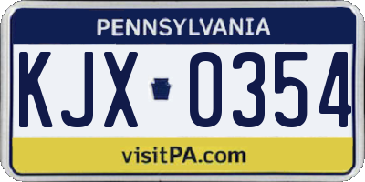 PA license plate KJX0354