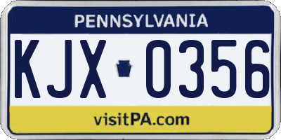 PA license plate KJX0356