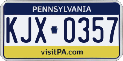 PA license plate KJX0357