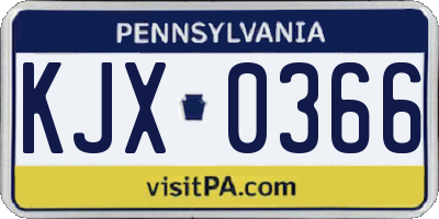PA license plate KJX0366