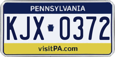 PA license plate KJX0372