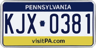PA license plate KJX0381