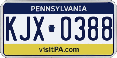 PA license plate KJX0388