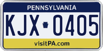 PA license plate KJX0405