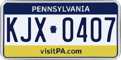 PA license plate KJX0407