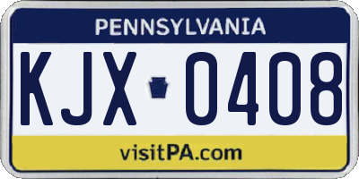PA license plate KJX0408