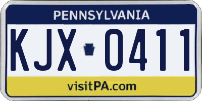 PA license plate KJX0411