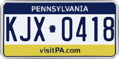 PA license plate KJX0418