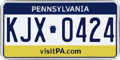 PA license plate KJX0424