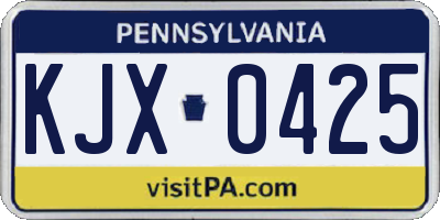 PA license plate KJX0425