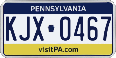 PA license plate KJX0467