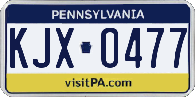 PA license plate KJX0477