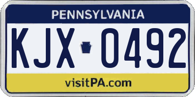 PA license plate KJX0492