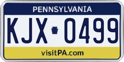 PA license plate KJX0499