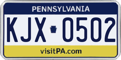 PA license plate KJX0502