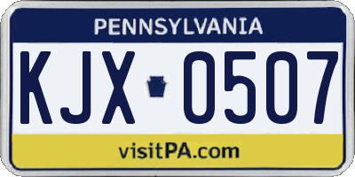 PA license plate KJX0507
