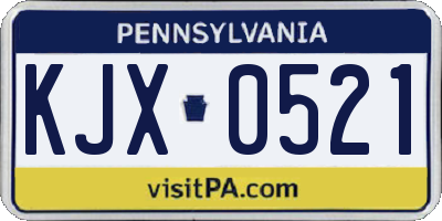 PA license plate KJX0521