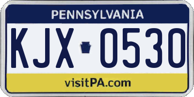PA license plate KJX0530
