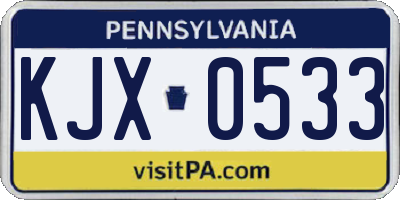 PA license plate KJX0533