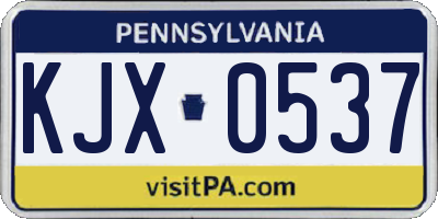 PA license plate KJX0537