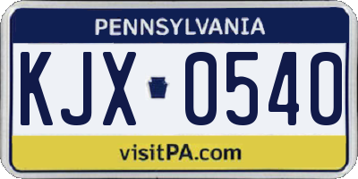 PA license plate KJX0540