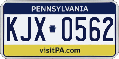 PA license plate KJX0562