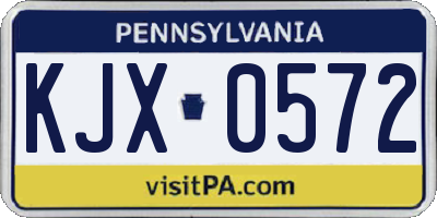 PA license plate KJX0572