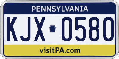PA license plate KJX0580