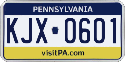 PA license plate KJX0601
