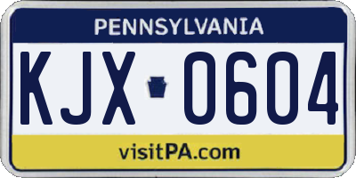 PA license plate KJX0604