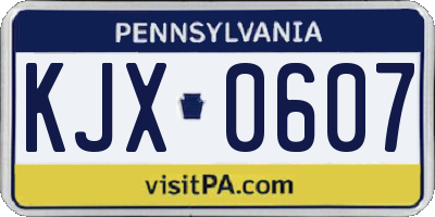 PA license plate KJX0607