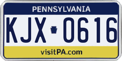 PA license plate KJX0616