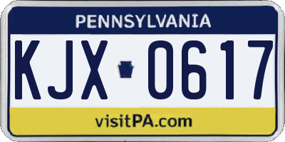 PA license plate KJX0617