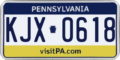 PA license plate KJX0618