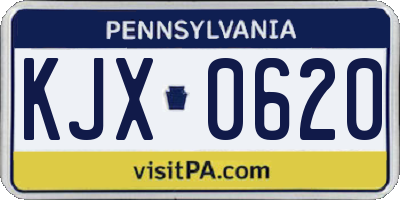 PA license plate KJX0620