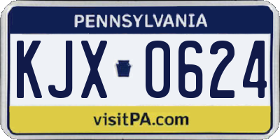 PA license plate KJX0624