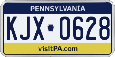 PA license plate KJX0628
