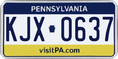 PA license plate KJX0637